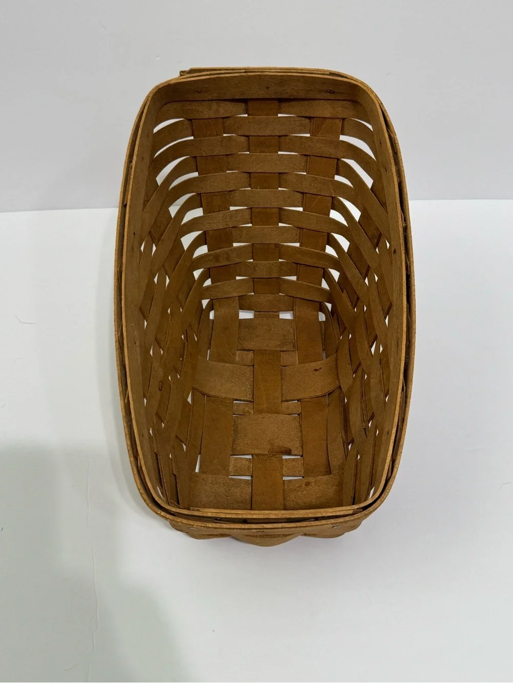 Longaberger Honey Brown Sloped Woven Basket Vintage 1986
